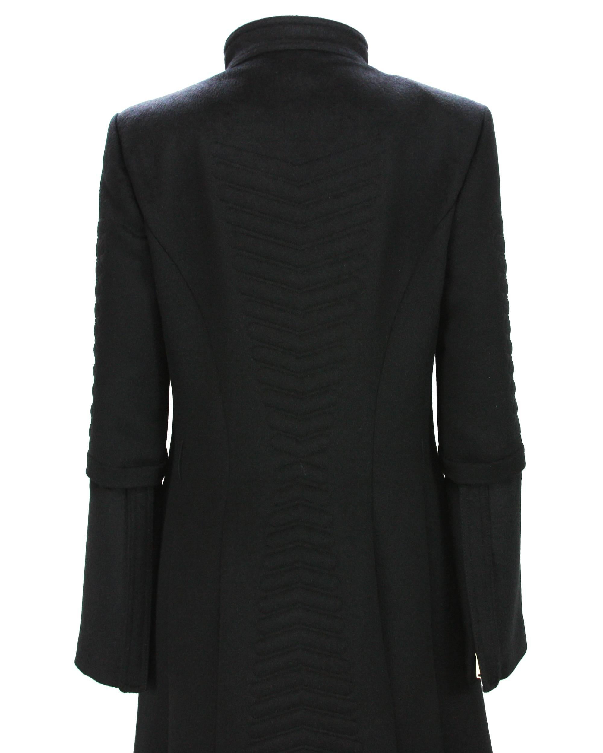 A/W 2004 Tom Ford for Gucci Chevron Quilting Black Angora Wool Coat It 44 - US 8 3