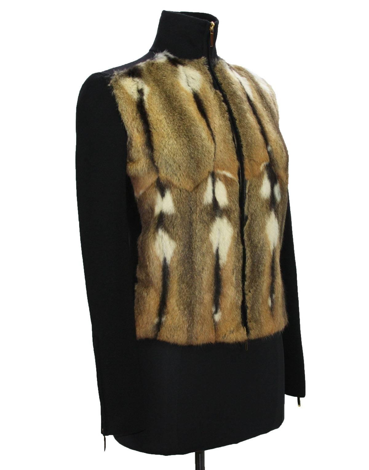 New GUCCI by TOM FORD Fur Wool Cardigan
F/W 2000 Collection
Italian Size S
Color – Black, Brown
Composition – Hamster Fur, 70% Wool (stretch), 20% Silk, 10% Cashmere.
Mock Turtleneck
Zip Closure at Front
Long Sleeve with Zip
Logo Lining at