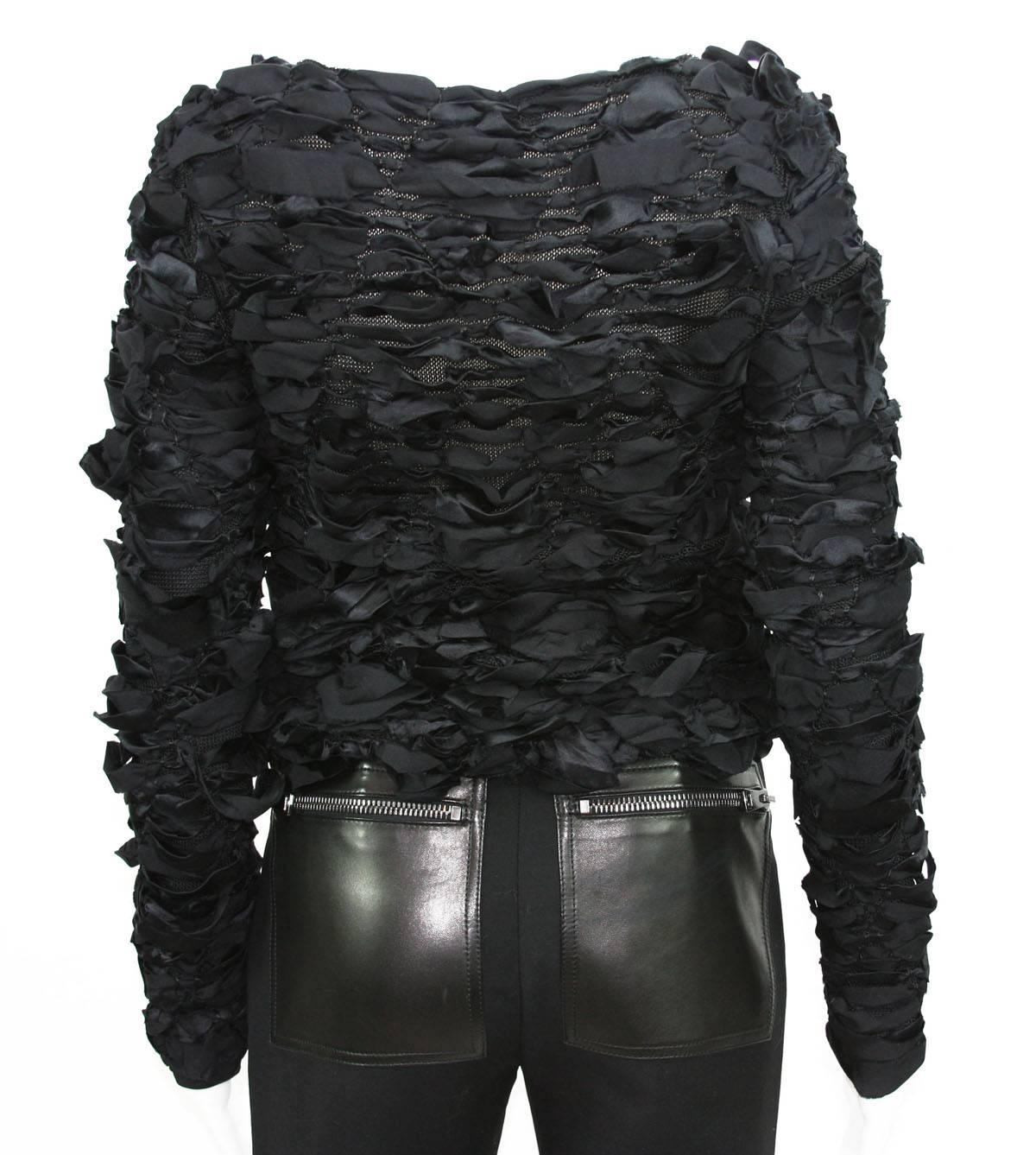 Nero Tom Ford for Yves Saint Laurent A/I 2001 Maglione nero elasticizzato in passerella Top It. S in vendita