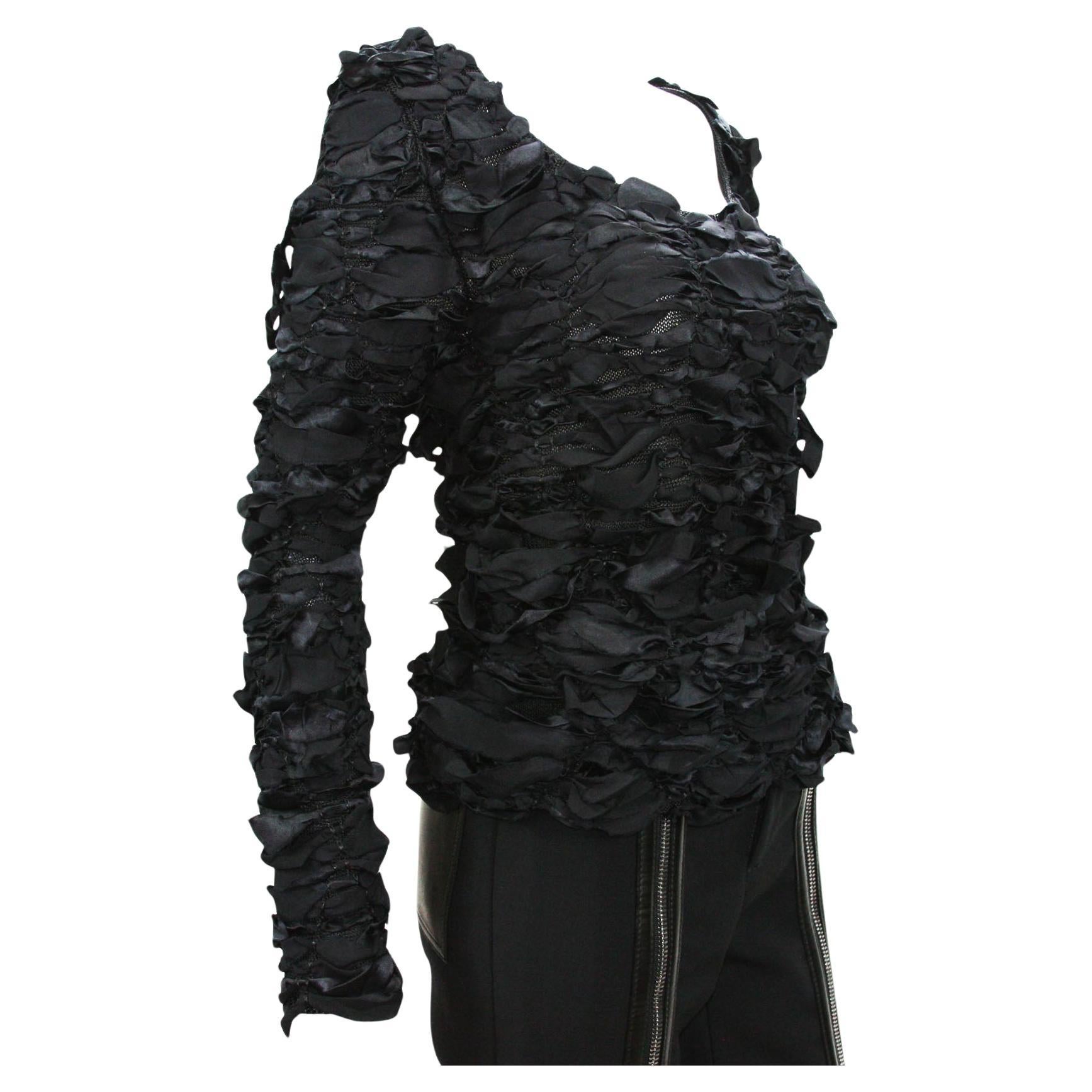 Tom Ford for Yves Saint Laurent A/I 2001 Maglione nero elasticizzato in passerella Top It. S