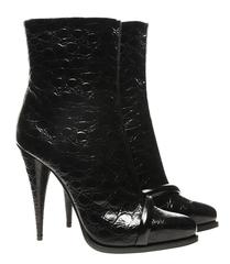 New GIVENCHY Mock-Crocodile Finish Black Ankle Boots It 37 - US 6