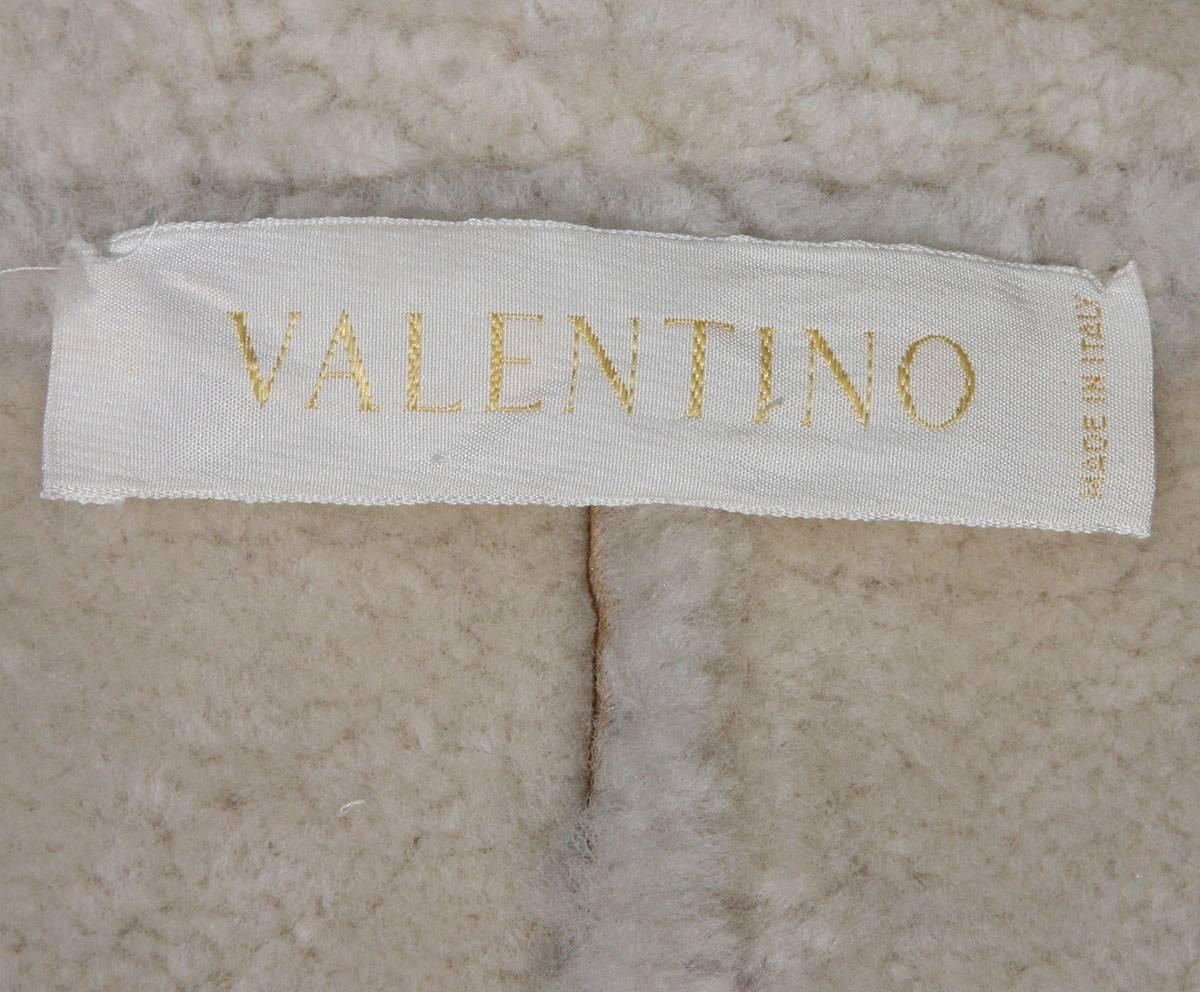 New VALENTINO Metallic Gold Shearling Lambskin Leather Embellished Jacket size 6 4