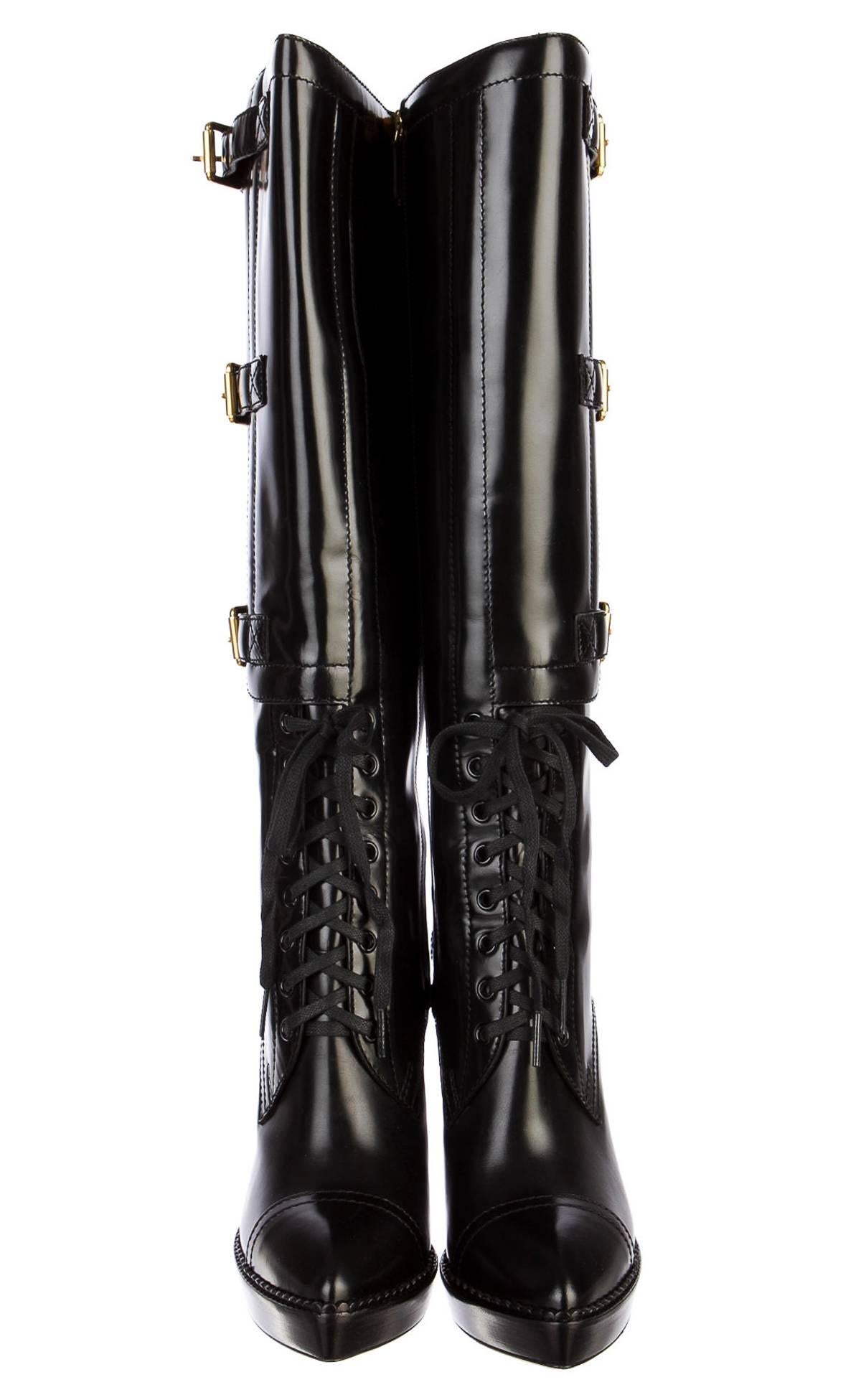 black buckle platform boots