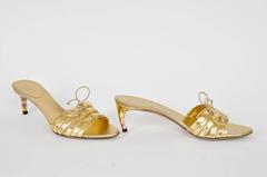 New TOM FORD for GUCCI S/S 2004 Collection Gold Metallic Python Sandals  US 6.5