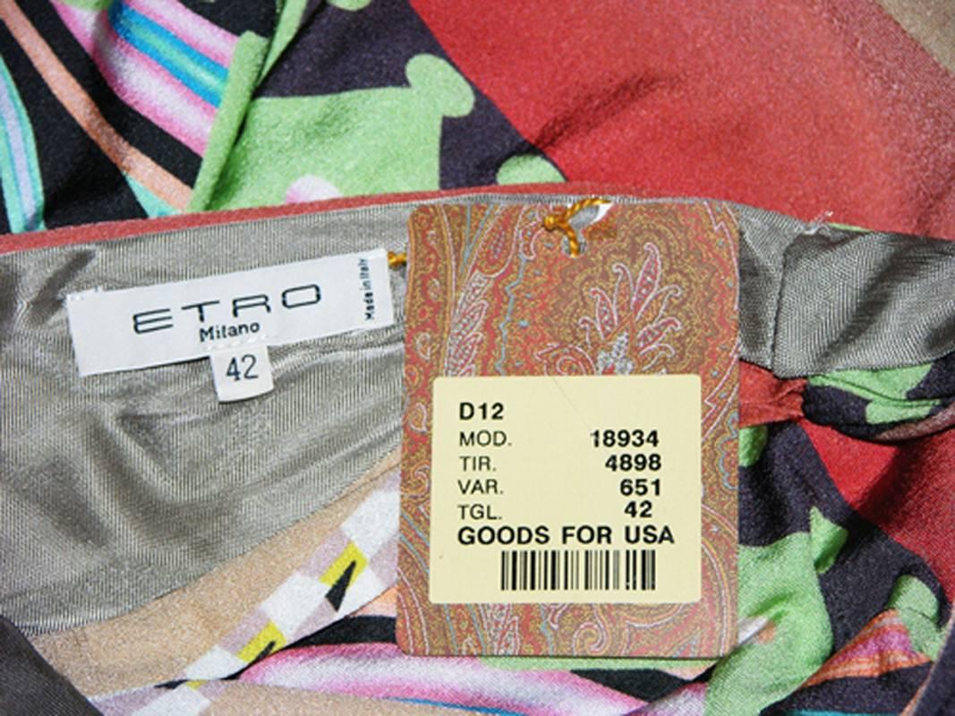 Mehrfarbiges Etro Jersey-Abendkleid aus bedrucktem Stretch mit Stretchmuster It.40, 42  US 4 Damen im Angebot