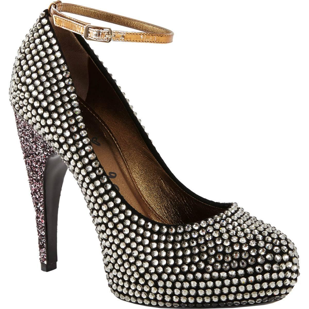 New LANVIN Crystal Embellished Platform Pumps
ELBAZ'S LANVIN Collection in PARIS
Italian size 38 - US 8
Ankle-Strap – Metallic Bronze
Color – Black / Multi Color
Glitter-Covered Heel
Pale Gold Tone Buckle at Ankle
Heel Height – 4.75 inches (12