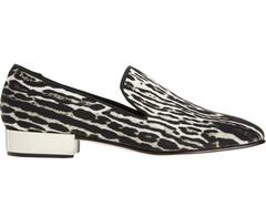 New GIAMBATTISTA VALLI Ocelot-Print Metallic Heel Women's Loafers It 39.5 US 9.5