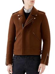 NEW Gucci Herren Wolle Biker Jacke in Ahornbraun It. 54 - US 44