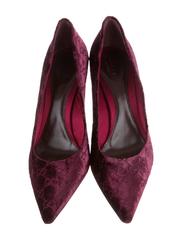 New Tom Ford for Gucci Black Cherry Velvet GG Snakeskin Bamboo Heel Pumps 11B