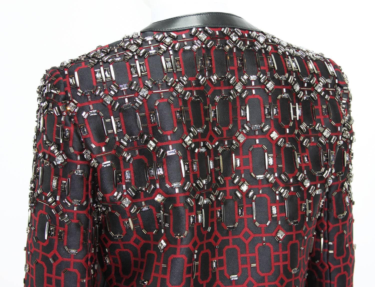 New Gucci Beaded Embellished Black Burgundy Pant Suit It. 40 - US 4/6 For Sale 1