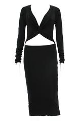 90's Tom Ford for Gucci Sexy Cut Out Jersey Black Cocktail Dress M