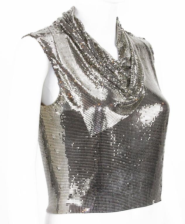 Gianni Versace Couture 90s Metallic Mesh Silver Top It. 38 For Sale at  1stDibs | versace mesh top, versace mesh, gianni versace mesh