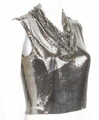 Gianni Versace Couture 90s Metallic Mesh Silver Top It. 38