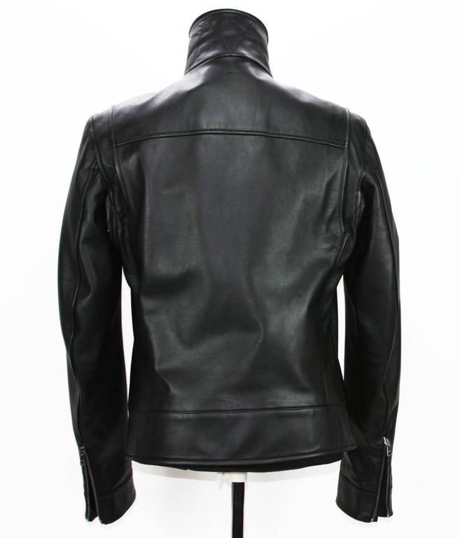 New Gucci Men S Black Leather Moto Biker Jacket It 50 52 Us 40 42 New Gucci Men S Black Leather Moto Biker Jacket It 50 52 Us 40