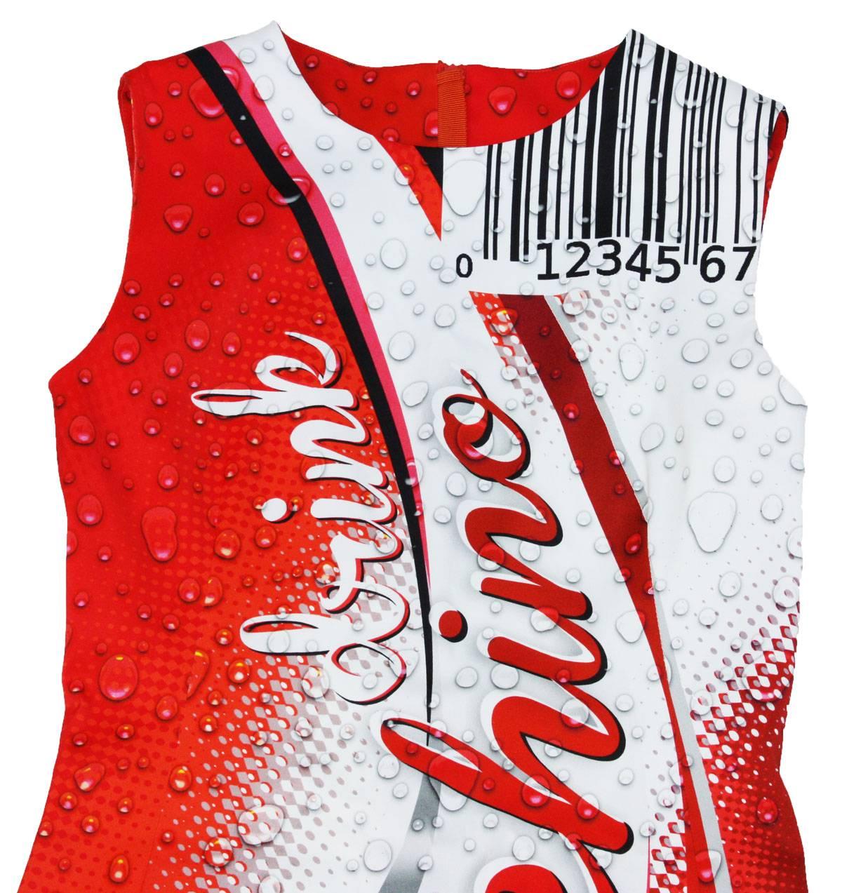 New MOSCHINO COUTURE Famous COLA Stretch Dress Red White It.40 - US 4 1