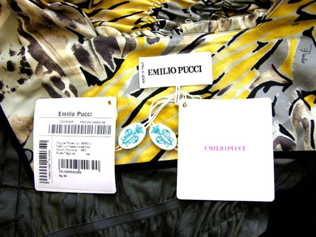 Beige New EMILIO PUCCI Jersey Mini Silk Sexy Stretch Frills Dress It 40 - US 2/4 For Sale