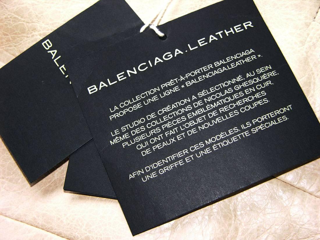Women's New $2150 BALENCIAGA 100% Lambskin Leather Jacket Blazer Beige It 42 - US 4/6