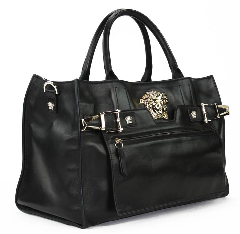 Versace black palazzo bag new arrivals
