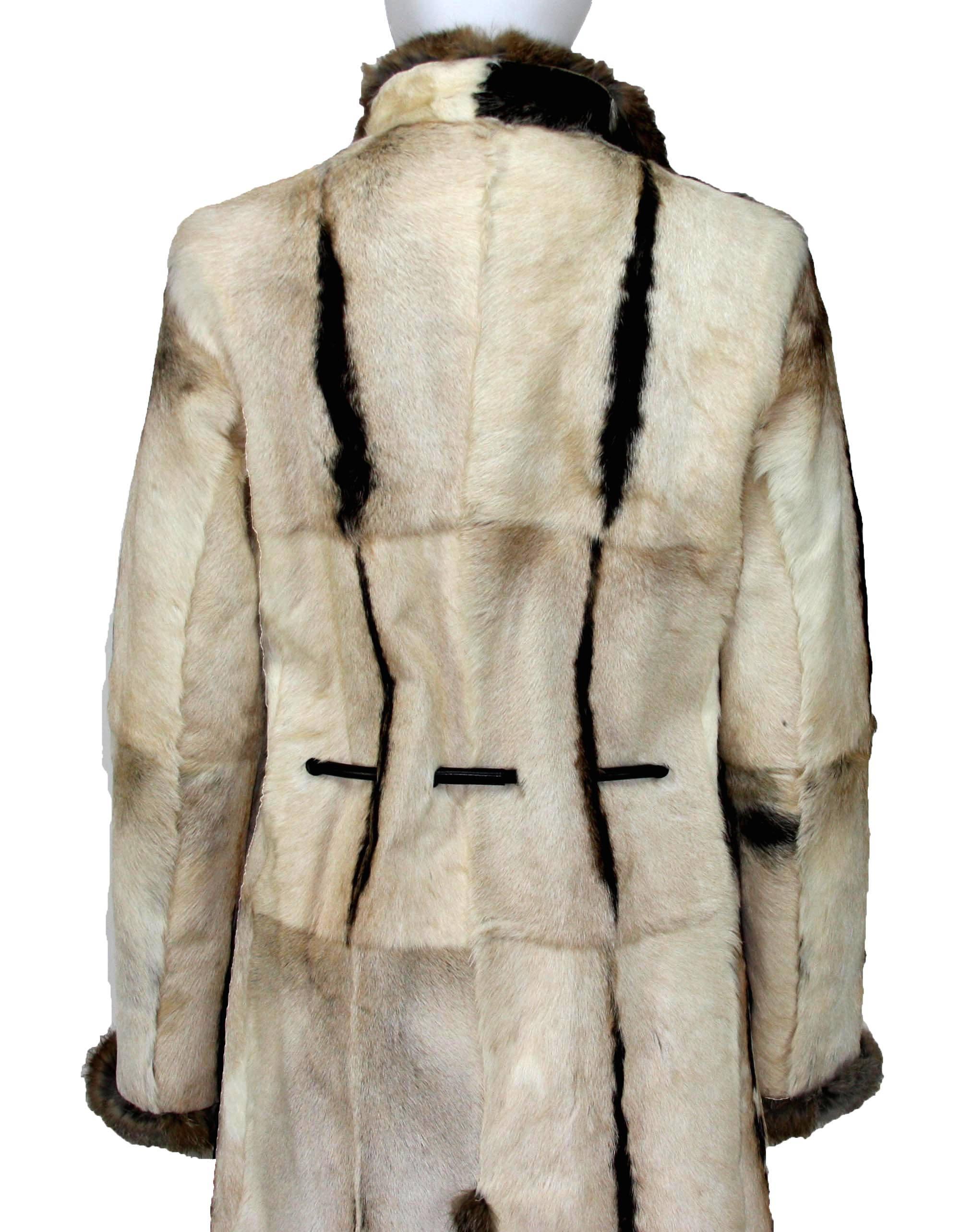 New Tom Ford for Gucci 1999 Collection Reversible Beige Fur Coat It.44 1