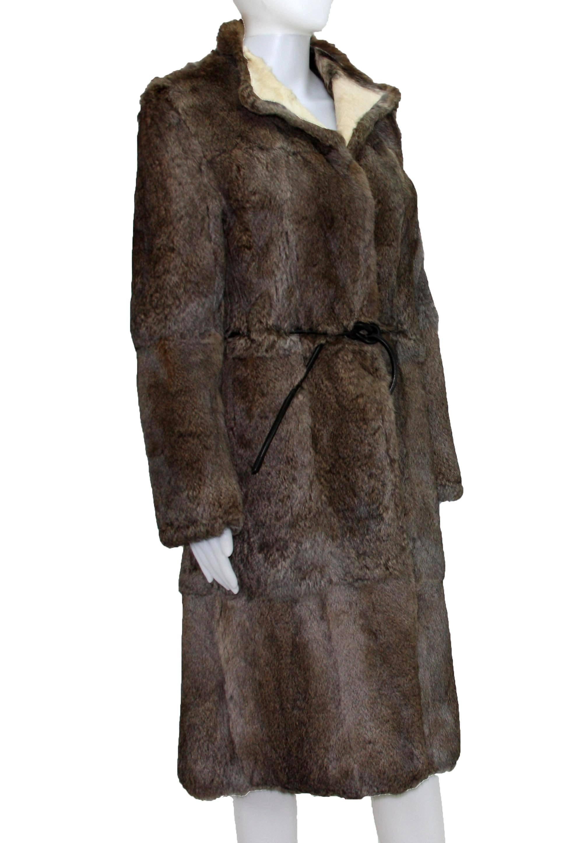New Tom Ford for Gucci 1999 Collection Reversible Beige Fur Coat It.44 2