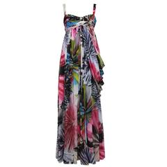 New Matthew Williamson Silk Flowers Printed Dress Gown US 12 2
