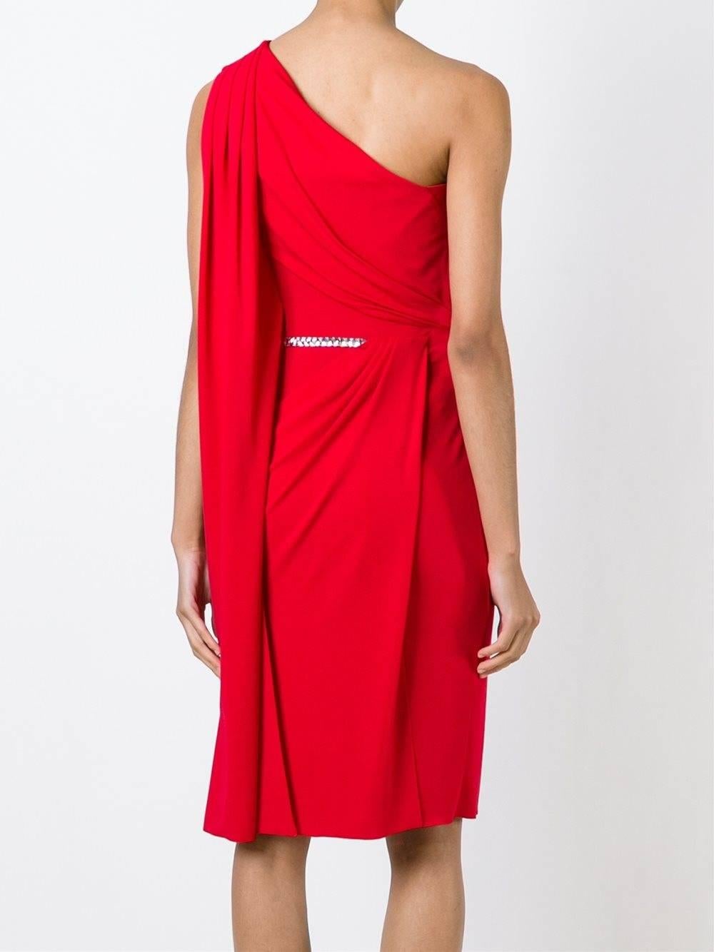 one shoulder red dress cocktail