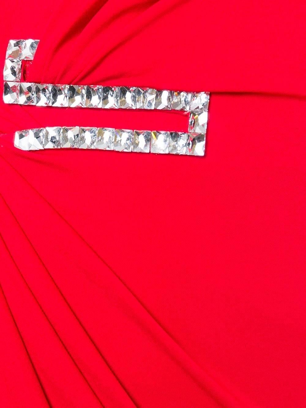 Neues VERSACE Ein-Schulter-Cocktailkleid aus rotem Jersey mit Kristallverzierung It 42 im Zustand „Neu“ im Angebot in Montgomery, TX