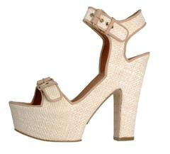New GIVENCHY Raffia Sand Nappa Beige Platform Shoes Sandals It 39 - US 9