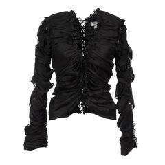 TOM FORD for YVES SAINT LAURENT Black Lace-Up Top Fr.38 - US 6 6