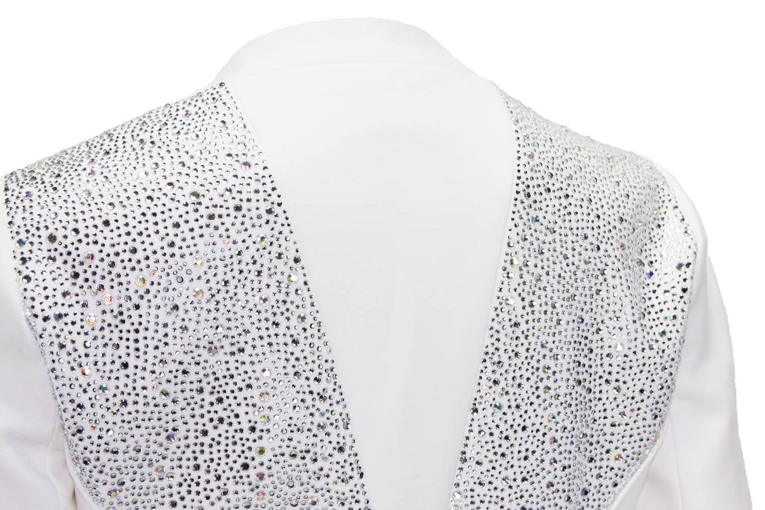 New Versace Crystal Embellished White Blazer Jacket It 38 and 40 - US 4, 6 For Sale 2
