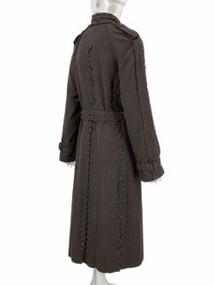 Tom Ford for Yves Saint Laurent Rive Gauche SS 2002 Safari Brown Lace-Up Coat 36