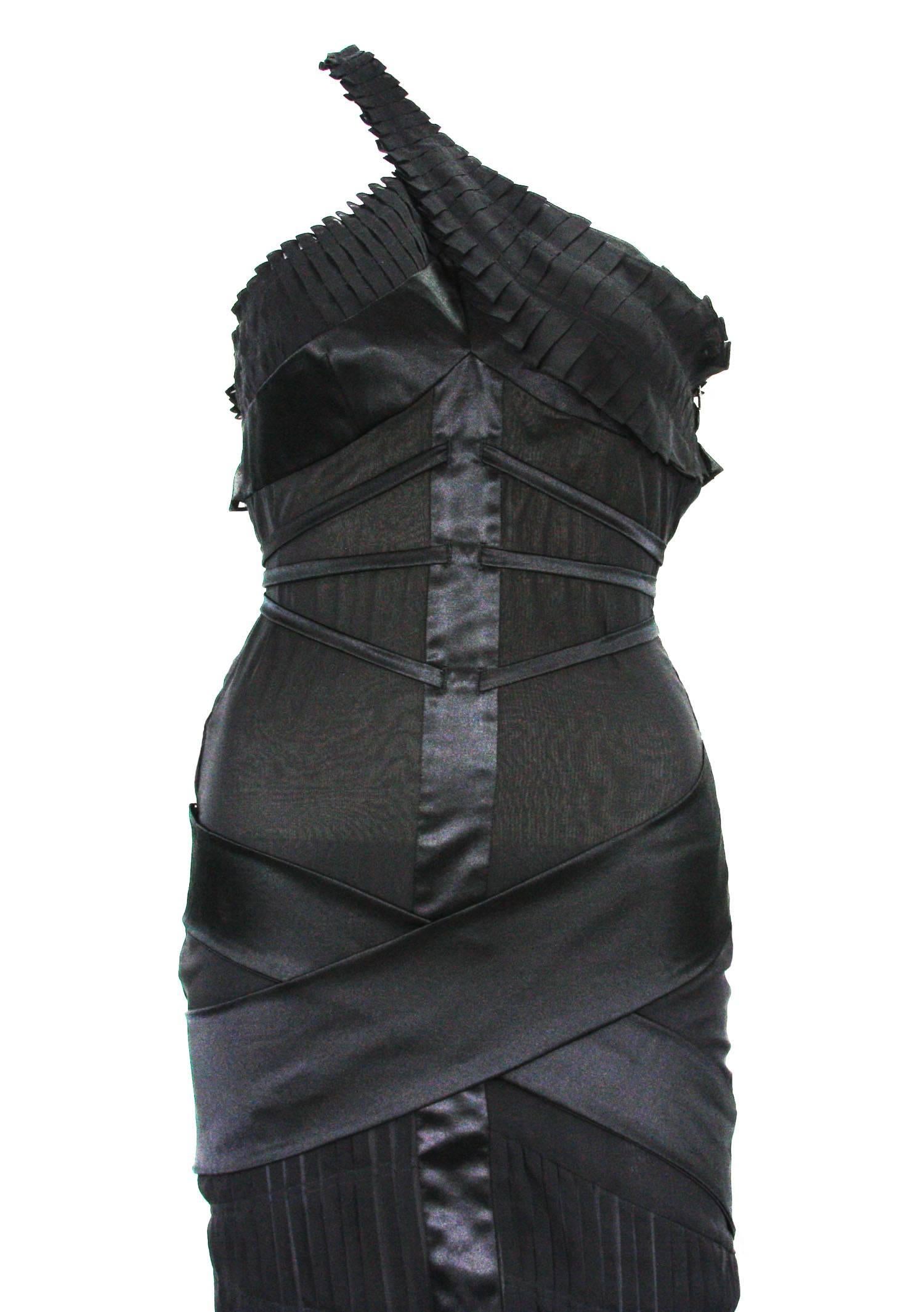 Black Tom Ford for Gucci 2003 Collection Cut Out Open Back Studded Dress It. 42 - US 6 For Sale