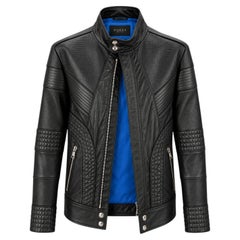 Gucci 2010 Rare Archival Men’s Black Perforated Leather Biker Jacket Italian 50
