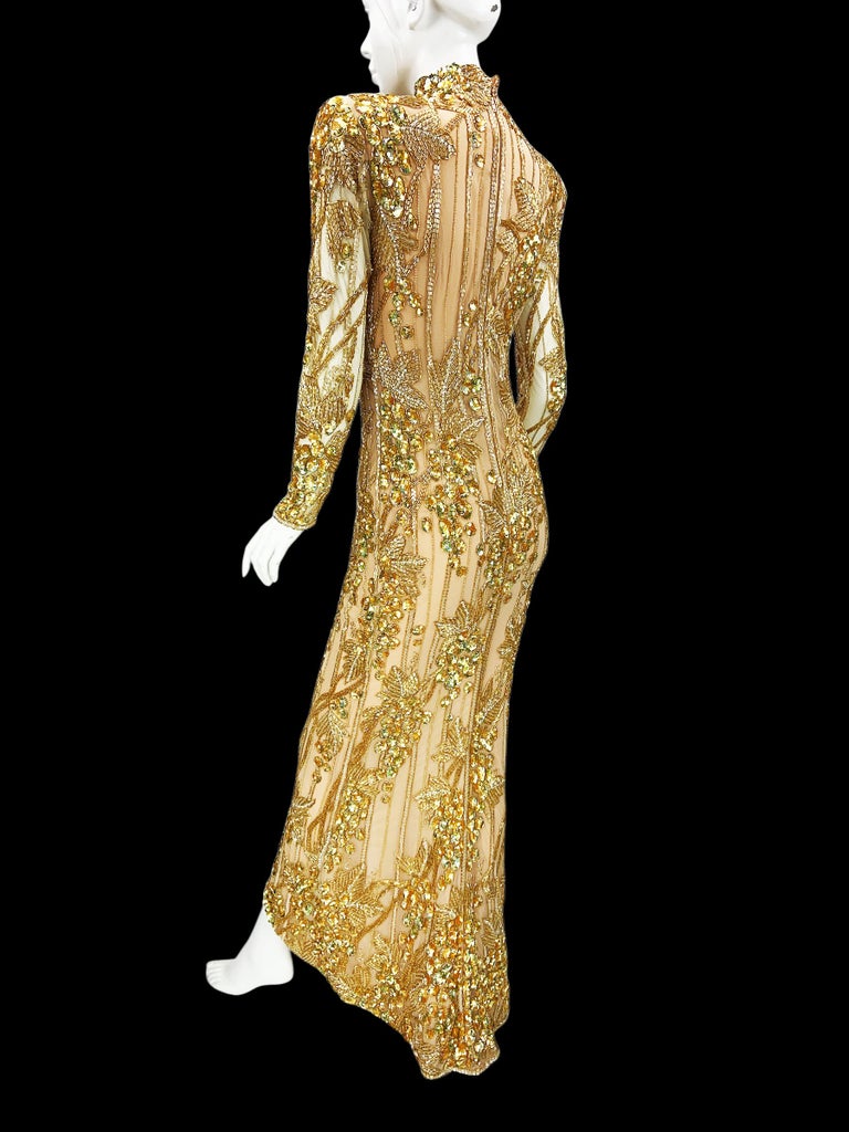 sharon stone gold dress casino Rare Bob Mackie Beaded Grapevine Illusion Gown “Casino” US 6 For Sale at 1stDibs sharon casino movie outfits
