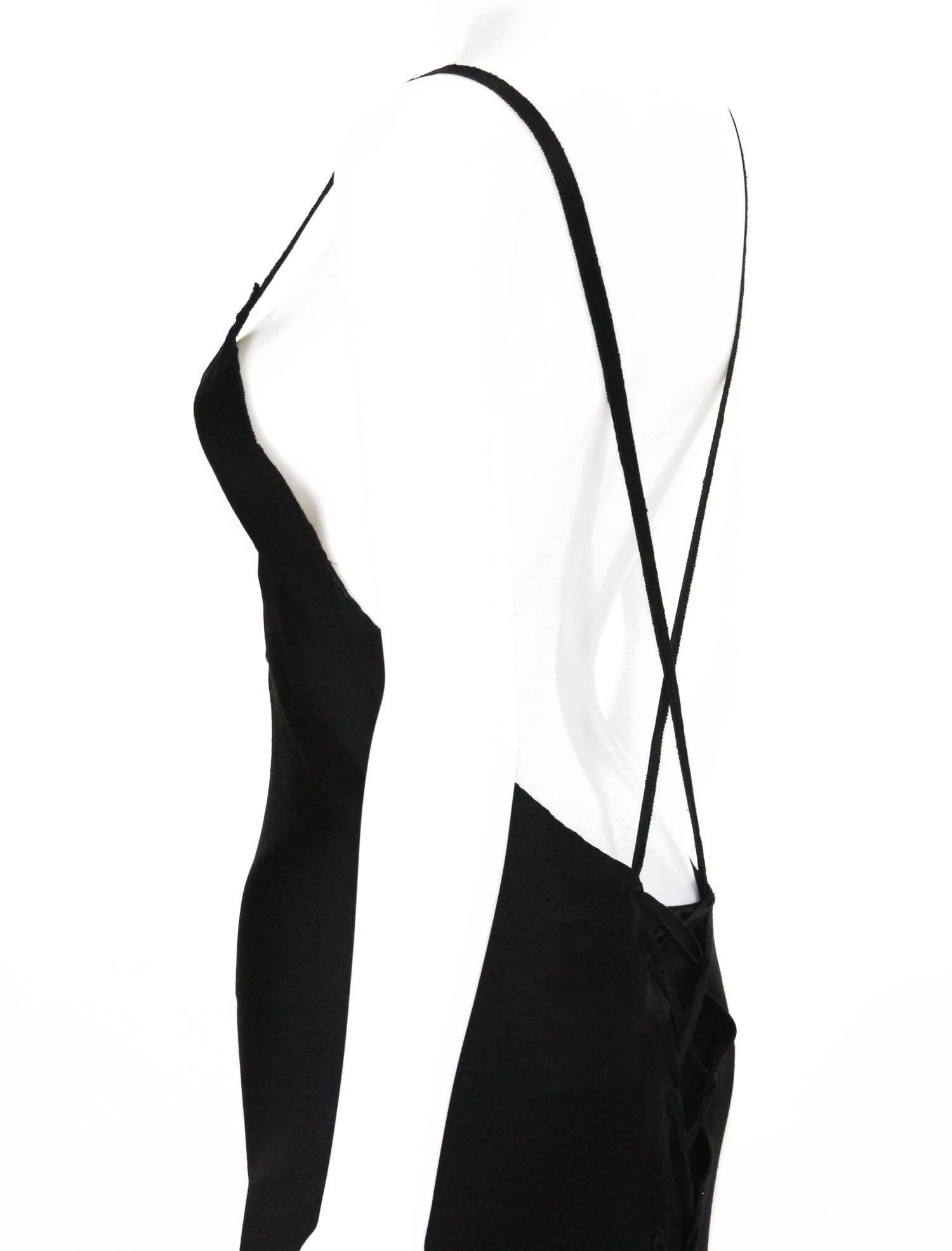 Tom Ford for Gucci F/W 2002 Collection Black Silk Lace-Up Dress Gown It 38 2