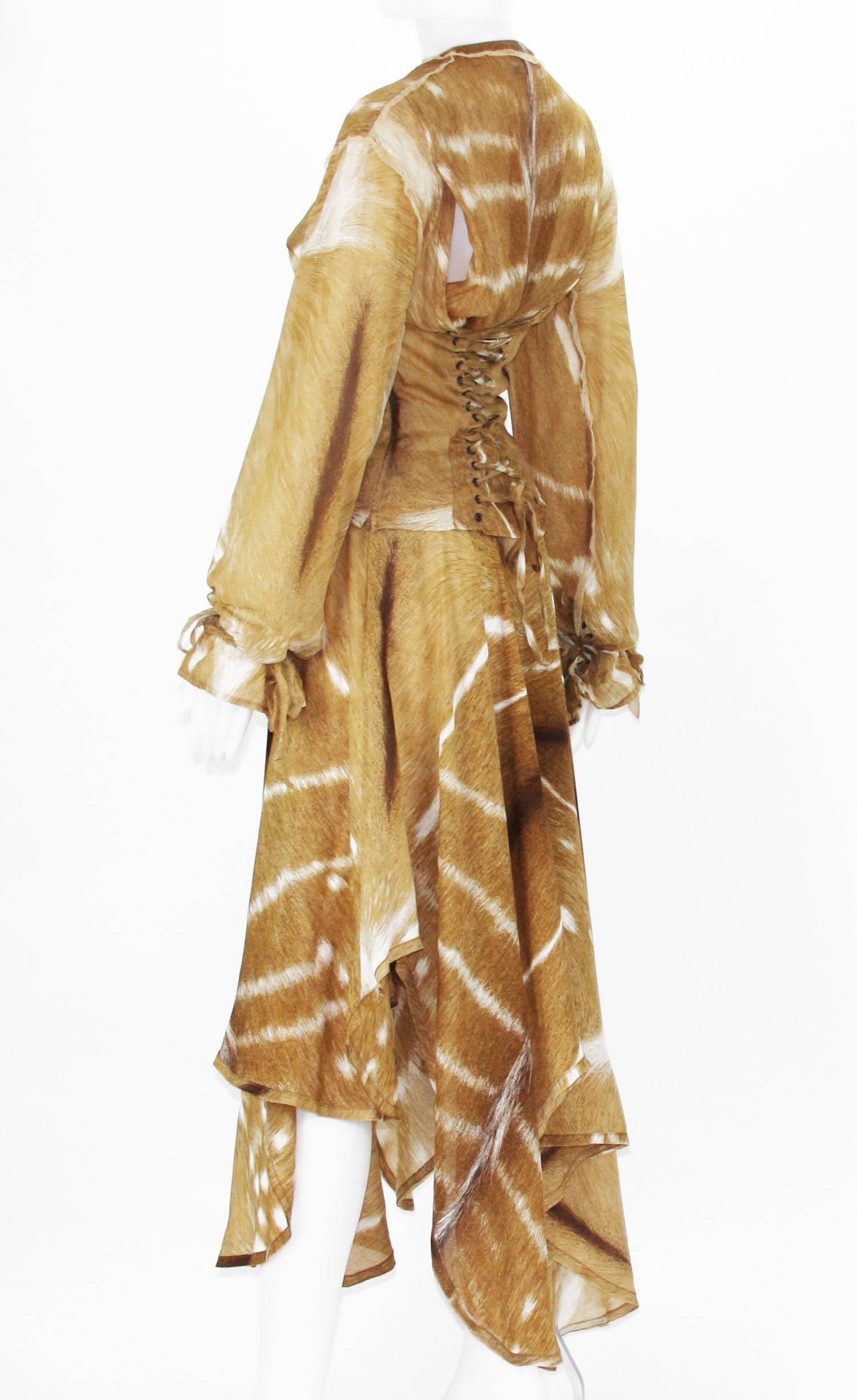 Tom Ford for Yves Saint Laurent S/S 2002 Safari Collection Silk Skirt Set Fr. 38 In Excellent Condition In Montgomery, TX