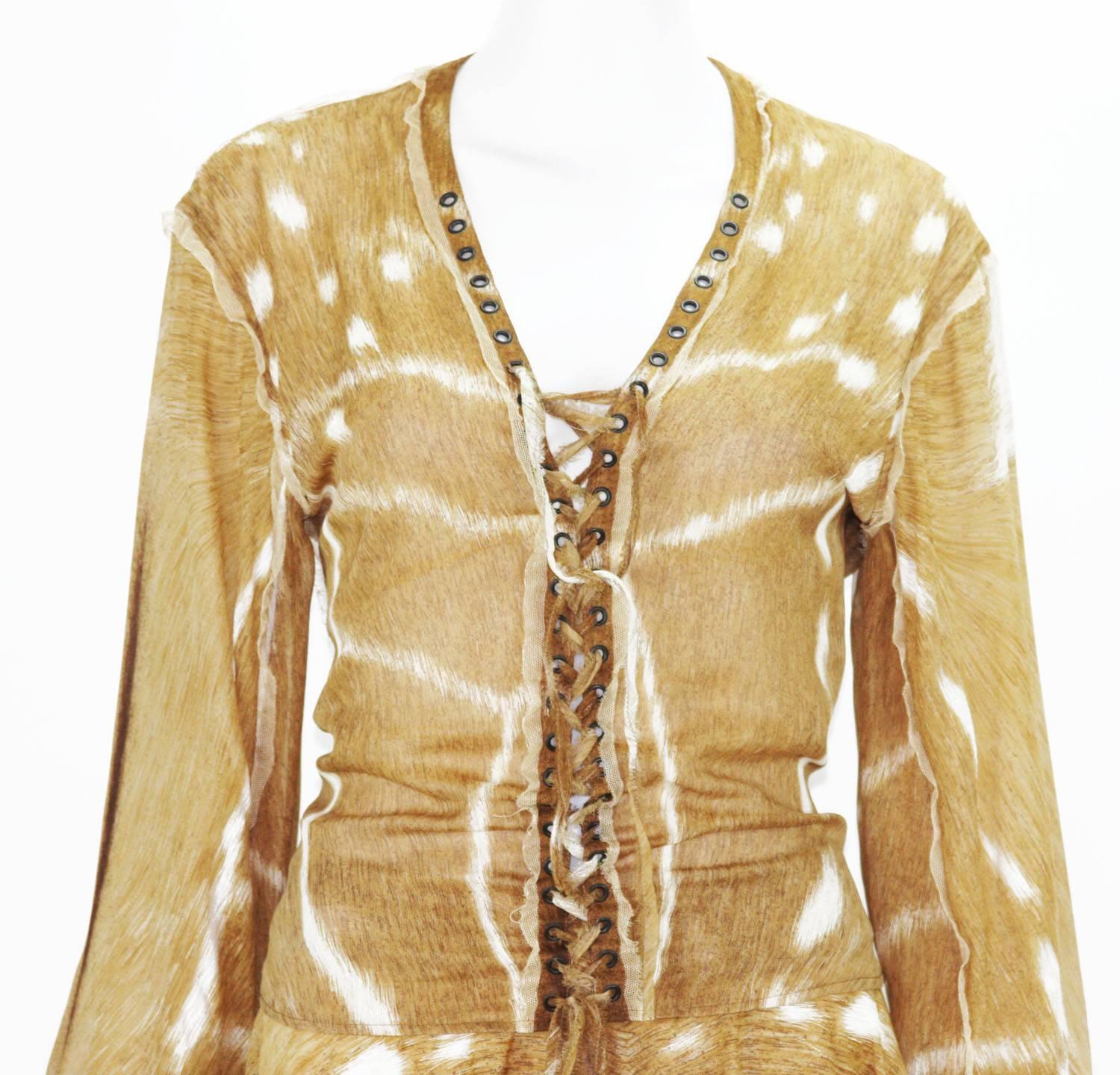 Tom Ford for Yves Saint Laurent S/S 2002 Safari Collection Silk Skirt Set Fr. 38 1