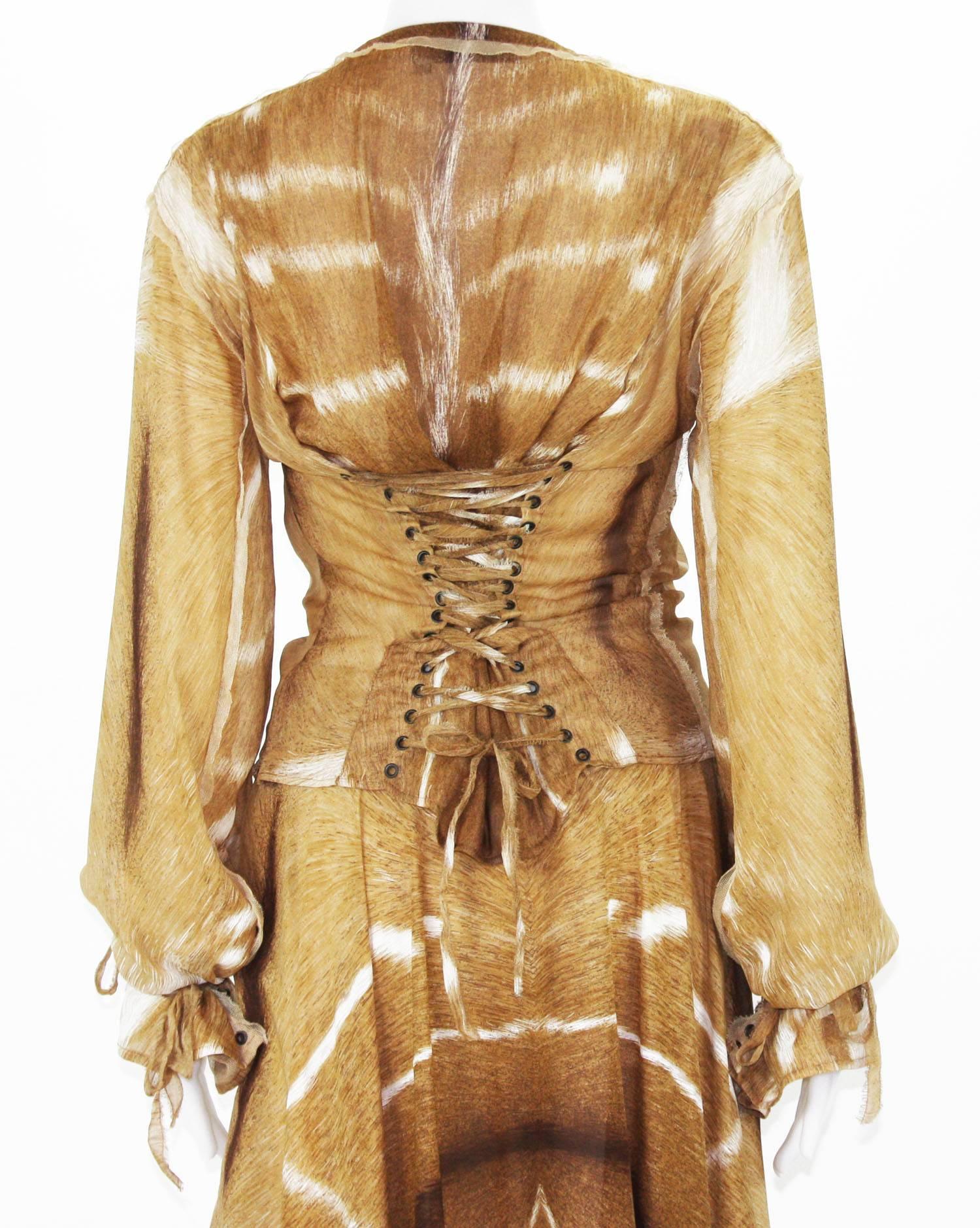 Tom Ford for Yves Saint Laurent S/S 2002 Safari Collection Silk Skirt Set Fr. 38 For Sale 2