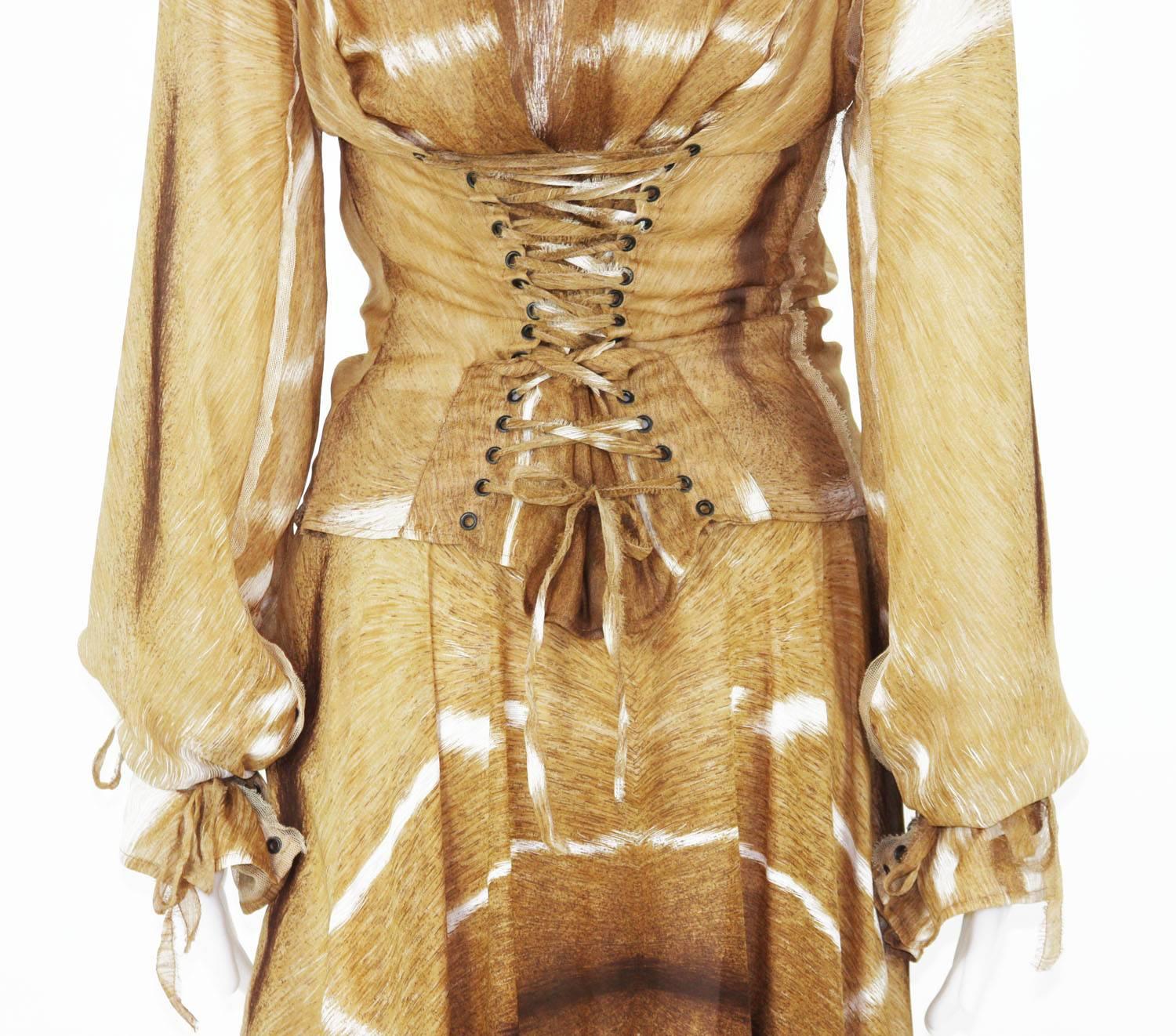 Tom Ford for Yves Saint Laurent S/S 2002 Safari Collection Silk Skirt Set Fr. 38 For Sale 5