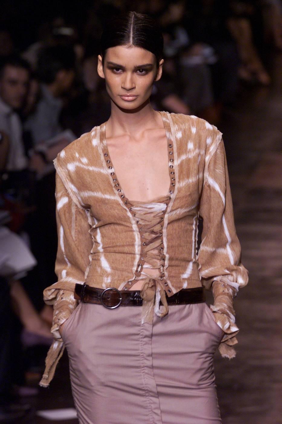 Tom Ford for Yves Saint Laurent S/S 2002 Safari Collection Silk Skirt Set Fr. 38 3