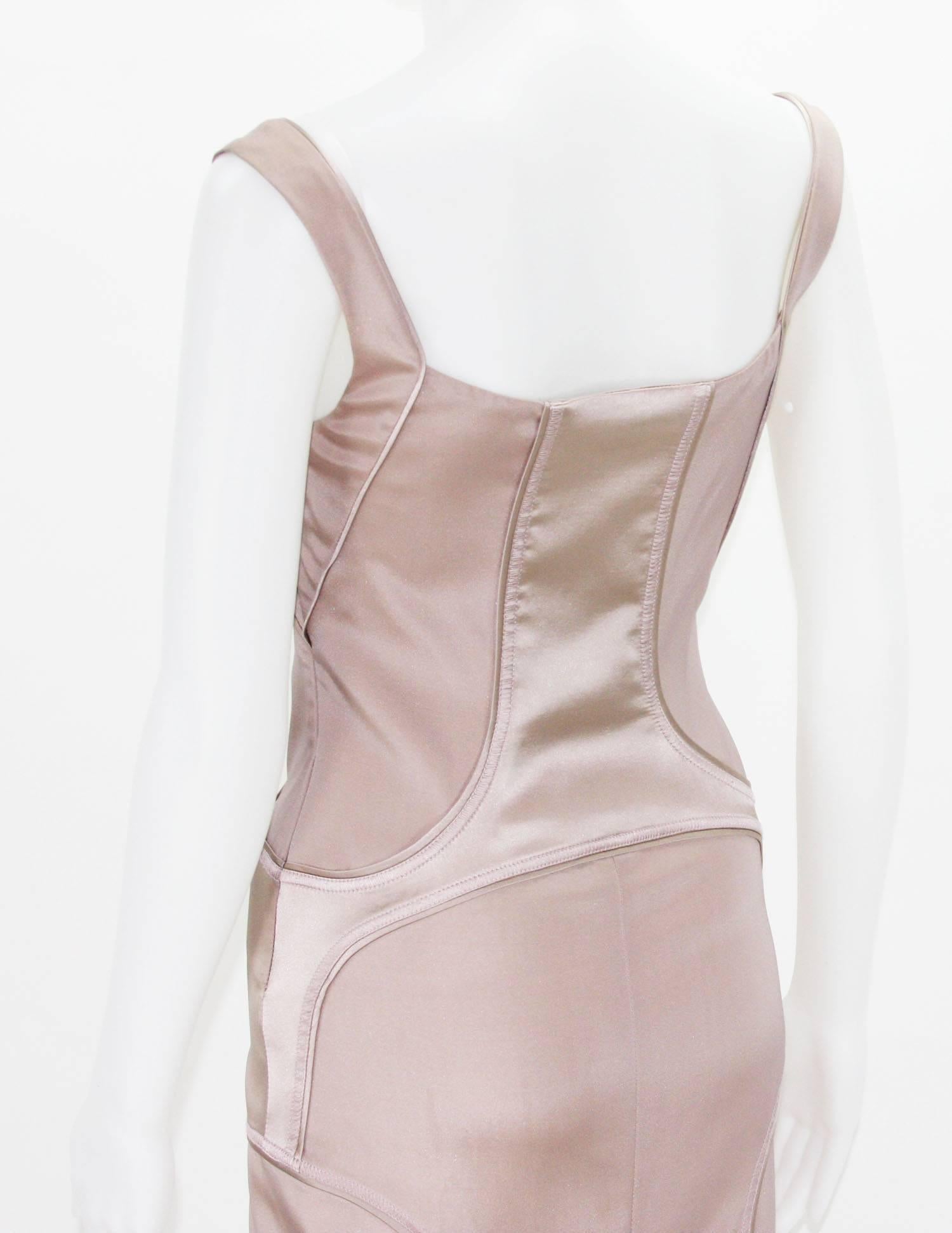 Beige Tom Ford for Gucci 2003 Collection Silk Nude Stretch Bandage Dress It.38 - US 4 For Sale