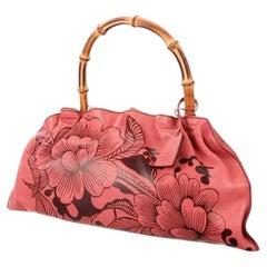 New Tom Ford for Gucci S/S 2003 Leather Tattoo Floral Bamboo Handbag