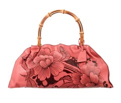New Tom Ford for Gucci S/S 2003 Leather Tattoo Floral Bamboo Handbag