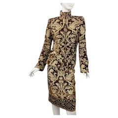 New Vintage Roberto Cavalli FW 2006 Brown Velvet & Gold Baroque Skirt Suit 42/40
