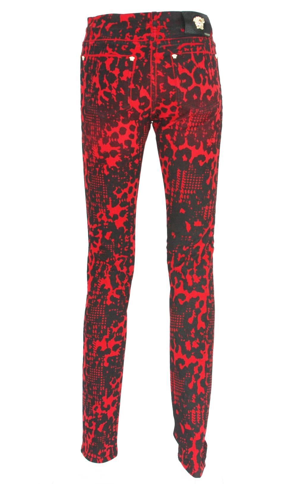 red and black jeans