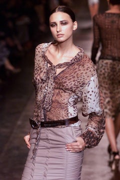 Tom Ford for Yves Saint Laurent S/S 2002 Safari Collection Leopard Silk Top F 38