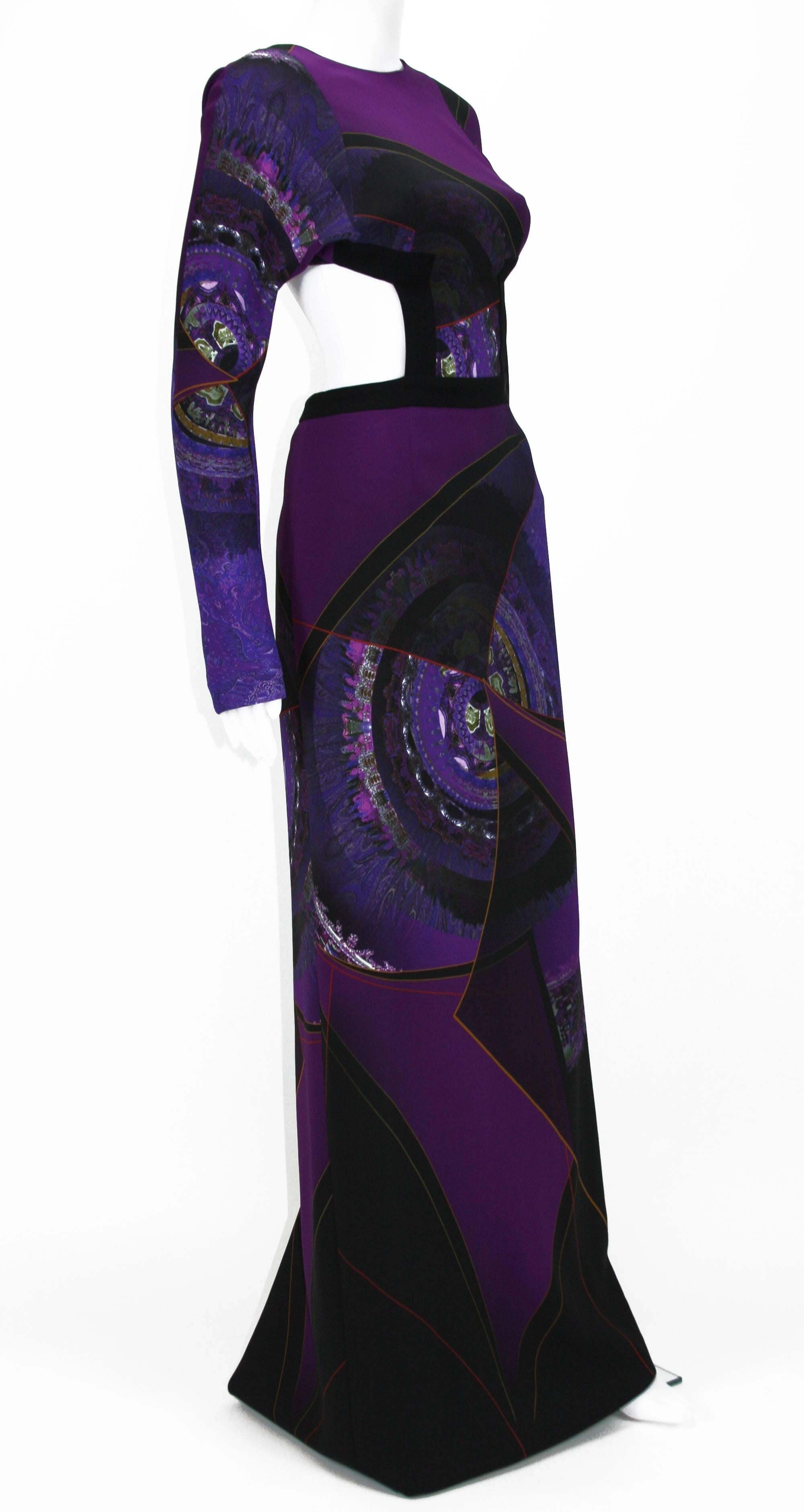 Black New ETRO AD CAMPAIGN RUNWAY Purple Gown CUTOUT Open Back It 40 - US 4