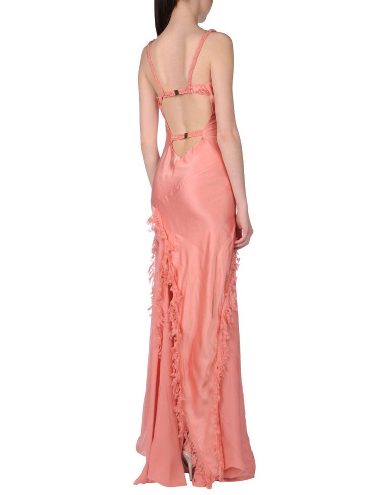 New ERMANNO SCERVINO Silk Romantic Ruffle Open Back Dress Gown It.42 ...