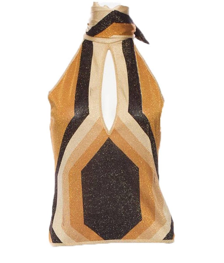 Tom Ford for Gucci F/W 2000 Metallic Kaleidoscope Scarf Tie Halter Top XS For Sale at 1stdibs