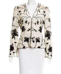 Giorgio Armani Fully Beaded Embroidered Champagne Black Evening Blazer Top